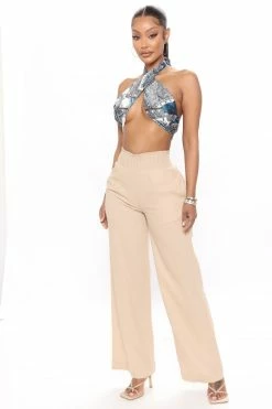 Fashion Nova Cocktails In Cabo Linen Pants - Khaki