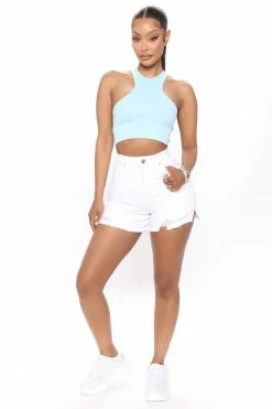 Fashion Nova Don't Say No High Rise Denim Shorts - White