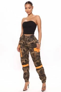 Fashion Nova Nothing To Hide Cargo Utility Pant - Orange/combo Pants