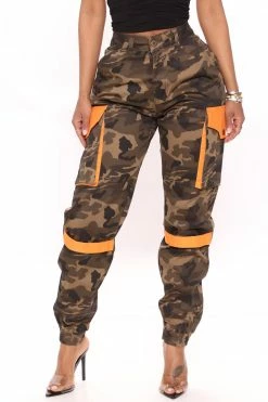 Fashion Nova Nothing To Hide Cargo Utility Pant - Orange/combo Pants
