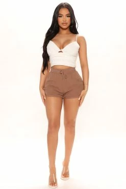 Fashion Nova Stuck On The Feeling Dolphin Shorts - Cocoa