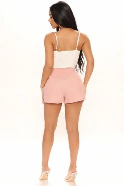 Fashion Nova Sweet But Short Linen Shorts - Blush
