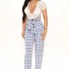 Fashion Nova Plaid With Your Emotions Pants - Blue/combo