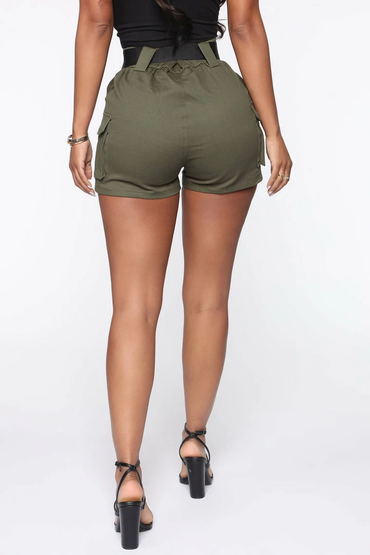 Fashion Nova Buckle Up Cargo Shorts - Olive