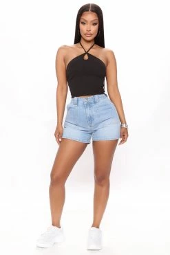 Fashion Nova Got Me Goin' Denim Utility Shorts - Light Blue Wash