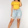 Fashion Nova Switch It Up Bermuda Short - Light Blue Wash Shorts
