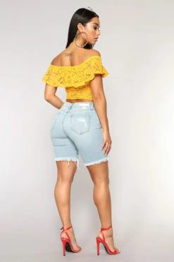 Fashion Nova Switch It Up Bermuda Short - Light Blue Wash Shorts