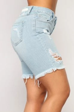 Fashion Nova Switch It Up Bermuda Short - Light Blue Wash Shorts