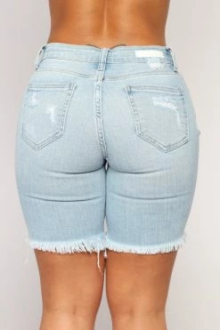 Fashion Nova Switch It Up Bermuda Short - Light Blue Wash Shorts