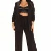 Fashion Nova Pants Celine Tie Waist Wide Leg Pant - Black