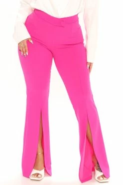 Fashion Nova Hard To Impress Flare Pant 34 - Fuchsia Pants
