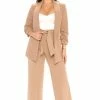 Fashion Nova Celine Tie Waist Wide Leg Pant - Taupe Pants
