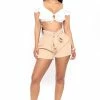 Fashion Nova Shorts Cute As A Button Paperbag Short - Camel