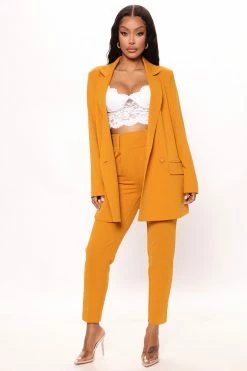 Fashion Nova Stay A While Trouser - Mustard