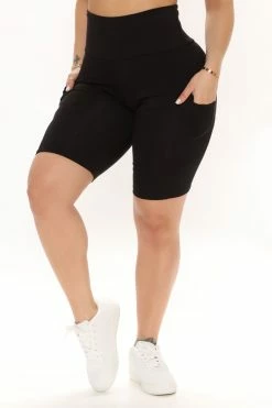 Fashion Nova Keeping Up Biker Short - Black Shorts