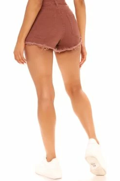 Fashion Nova Cancun Cut Off Denim Shorts - Brown