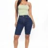 Fashion Nova Boy Meets Girl Denim Bermuda Shorts - Dark Wash