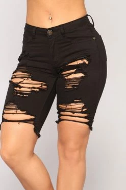 Fashion Nova Like We Used To Be Denim Bermudas - Black Shorts