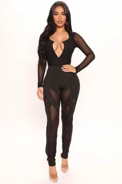 Fashion Nova Late Nights Mesh Legging - Black