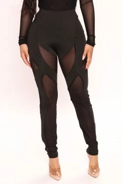 Fashion Nova Late Nights Mesh Legging - Black