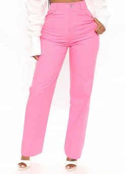 Fashion Nova Vacay Days Linen Pant - Pink
