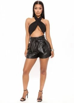 Fashion Nova Shorts Still Got It Faux Leather Short - Black
