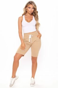 Fashion Nova Early Mornings Sweatshorts - Tan