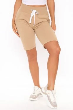 Fashion Nova Early Mornings Sweatshorts - Tan