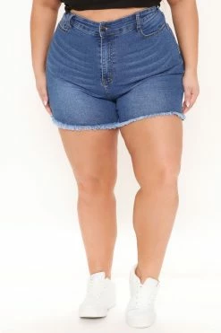 Fashion Nova Weekend Lover Stretch Denim Shorts - Medium Blue Wash