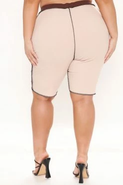 Fashion Nova Fool Me Once Patchwork Biker Short - Brown/combo