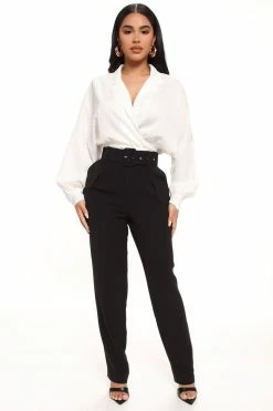 Fashion Nova Pants Work For It Belted Trouser 28 - Black