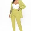 Fashion Nova Pants Olivia Belted Trouser - Chartreuse