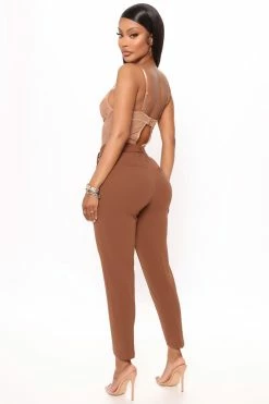 Fashion Nova Talia Belted Pants - Brown