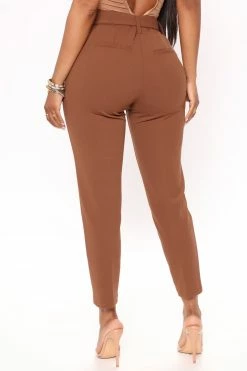 Fashion Nova Talia Belted Pants - Brown