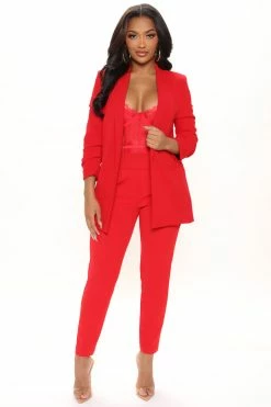 Fashion Nova Stay A While Trouser - Red