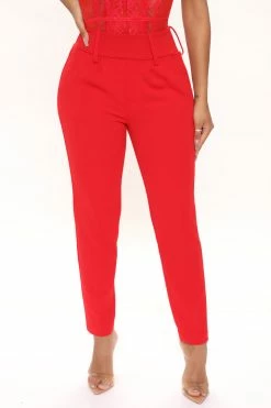 Fashion Nova Stay A While Trouser - Red