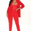 Fashion Nova Talia Belted Pants - Red