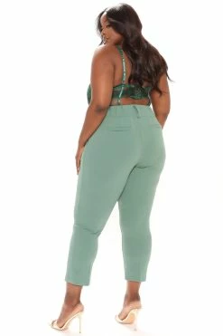 Fashion Nova Stay A While Trouser - Sage Pants
