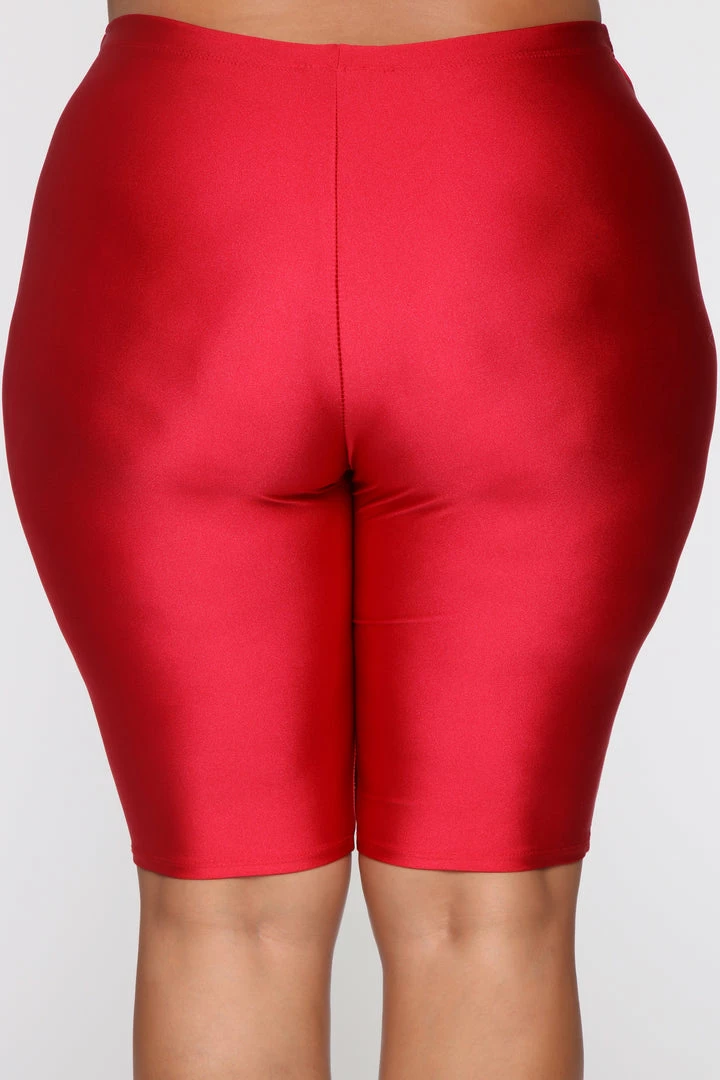 Fashion Nova Curves For Days Biker Shorts - Red