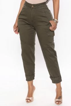 Fashion Nova Bring It Cargo Pant 26 - Olive Pants