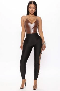 Fashion Nova Attention Seeking Cut Out Legging - Black Leggings