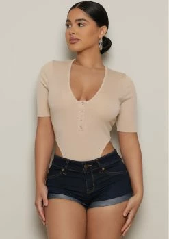 Fashion Nova Juicy Cuffed Booty Short - Dark Denim Shorts
