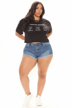 Fashion Nova What A Throwback Cheeky Stretch Denim Shorts - Dark Wash