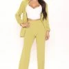 Fashion Nova Victoria High Waisted Dress Pants - Chartreuse