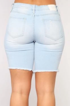 Fashion Nova Over Here Waitin' Denim Bermuda - Light Blue Wash