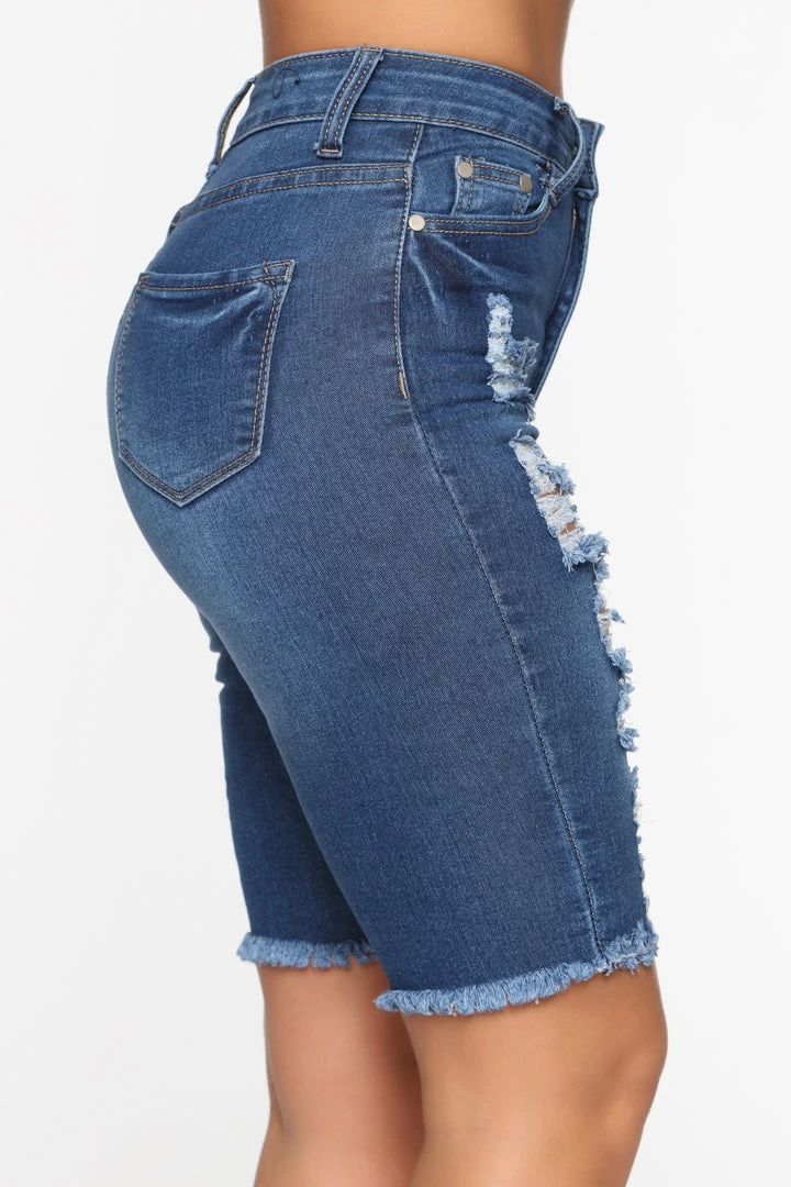 Coupon โ๏ธ Fashion Nova See Me Now Distressed Bermuda Shorts - Medium Blue Wash ๐ 5 Fashion Nova See Me Now Distressed Bermuda Shorts - Medium Blue Wash
