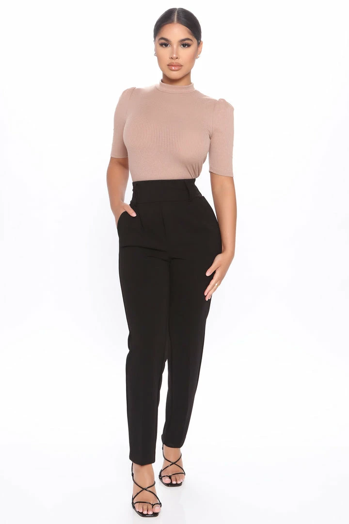 Fashion Nova Stay A While Trouser - Black Pants