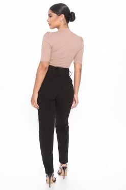 Fashion Nova Stay A While Trouser - Black Pants