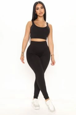 Fashion Nova Running On Coffee Legging - Black Leggings
