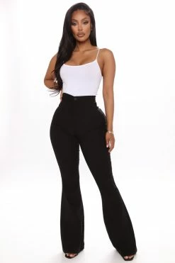 Fashion Nova Hot Flare High Waist Pant - Black